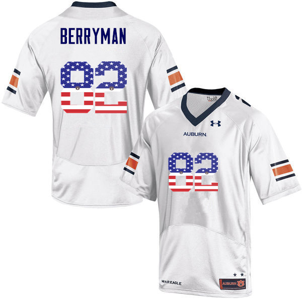 Auburn Tigers Men's Pete Berryman #82 White Under Armour Stitched College USA Flag Fashion NCAA Authentic Football Jersey UIV4474JM